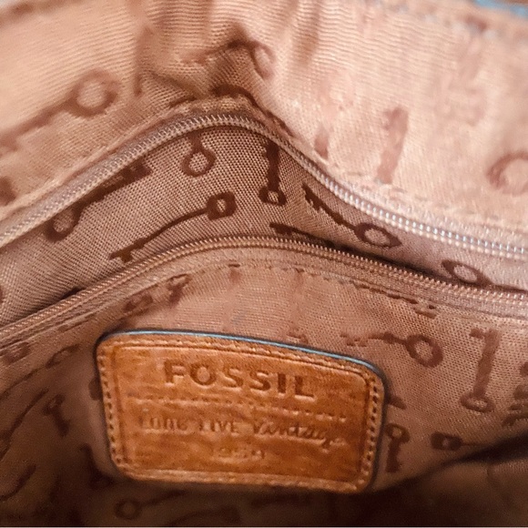 Fossil Messenger Bag Crossbody Satchel Handbag Shoulder Brown Leather - Picture 6 of 8